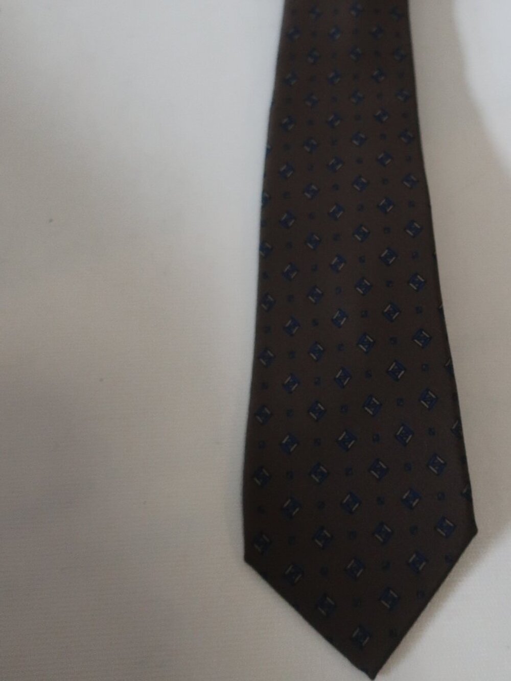 Mens Bally Brown, Blue Print Tie